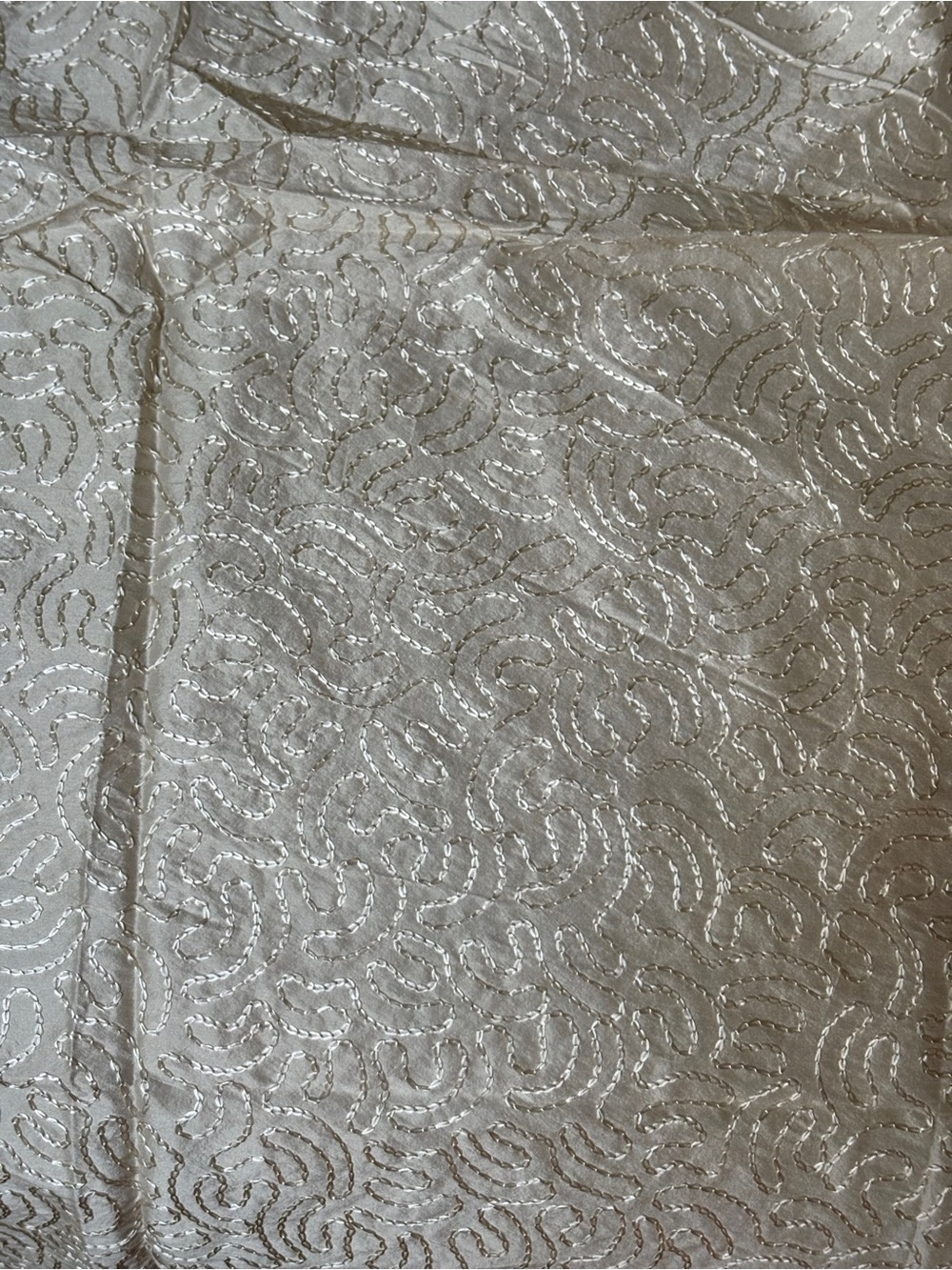 Vintage Kravet Couture Embroidered Silk Fabric Ivory